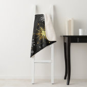 Couverture Sherpa Xmas Golden Snowflakes on Black Background (En situation)