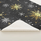Couverture Sherpa Xmas Golden Snowflakes on Black Background (3/4)