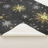 Couverture Sherpa Xmas Golden Snowflakes on Black Background (3/4)