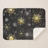 Couverture Sherpa Xmas Golden Snowflakes on Black Background (Devant (Horizontal))