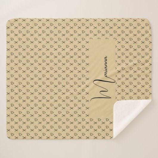 Couverture Sherpa Xo Valentines Coeurs Motif Monogramme (Devant (Horizontal))