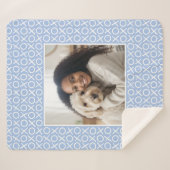Couverture Sherpa XOXO Hugs & Kisses Custom Photo Modern Blue (Devant (Horizontal))