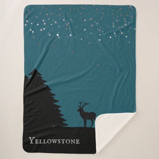 Couverture Sherpa Yellowstone Sherpa Blanket Jeter Elk et étoiles (Devant)