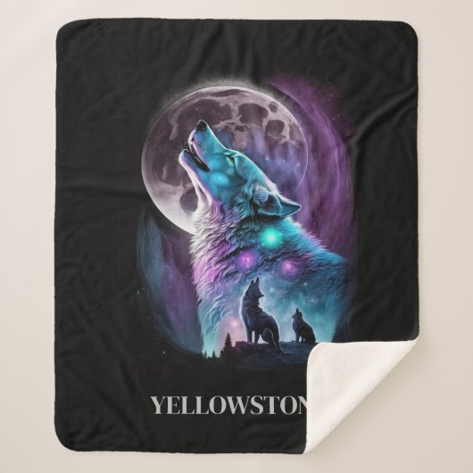 Couverture Sherpa Yellowstone Wolf Sherpa Blanket Thon (Devant)