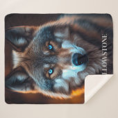 Couverture Sherpa Yellowstone Wolf Sherpa Blanket Thon (Devant (Horizontal))