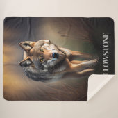 Couverture Sherpa Yellowstone Wolf Sherpa Blanket Thon (Devant (Horizontal))
