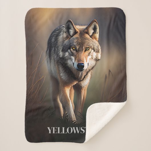 Couverture Sherpa Yellowstone Wolf Sherpa Blanket Thon (Devant)