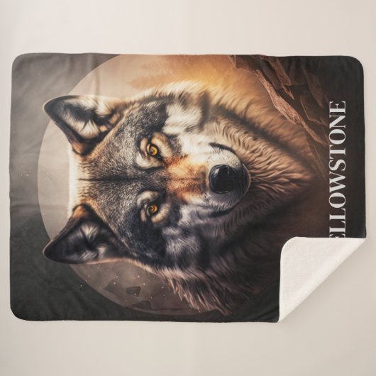 Couverture Sherpa Yellowstone Wolf Sherpa Blanket Thon (Devant (Horizontal))