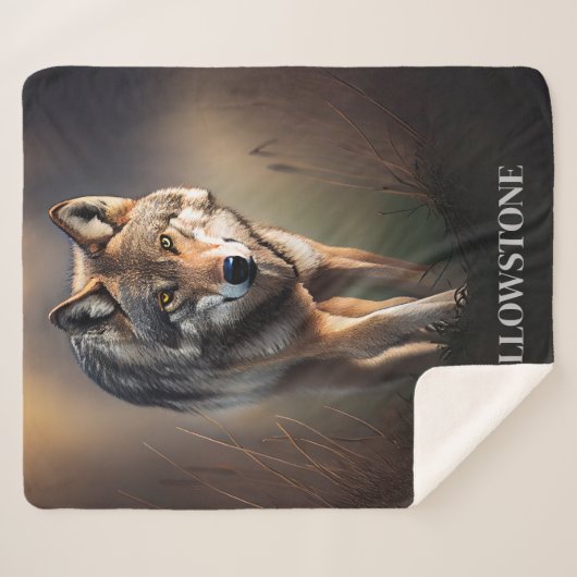 Couverture Sherpa Yellowstone Wolf Sherpa Blanket Thon (Devant (Horizontal))