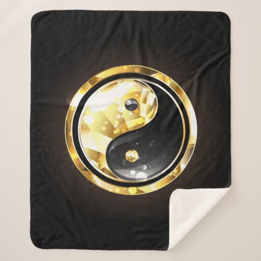 Couverture Sherpa Yin Yang or sur noir (Devant)