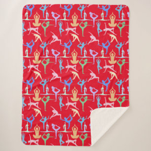 Couverture Sherpa Yoga Pose Pastel Motif 01.bx4 Rouge BG