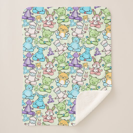 Couverture Sherpa Yoga poses pattern | Yoga seamless pattern 63 (Devant)