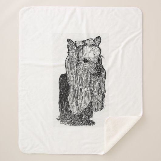 Couverture Sherpa Yorkie Portrait Monochromatic Throw Blanket (Devant)