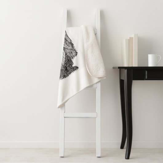 Couverture Sherpa Yorkie Portrait Monochromatic Throw Blanket (En situation)