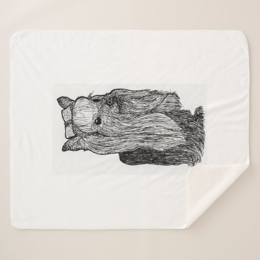 Couverture Sherpa Yorkie Portrait Monochromatic Throw Blanket (Devant (Horizontal))
