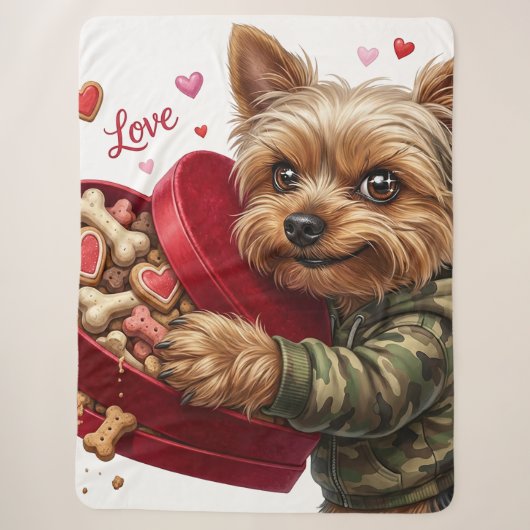 Couverture Sherpa Yorkie Saint-Valentin Méchante (Devant)