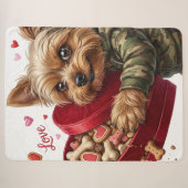 Couverture Sherpa Yorkie Saint-Valentin Méchante (Devant (Horizontal))