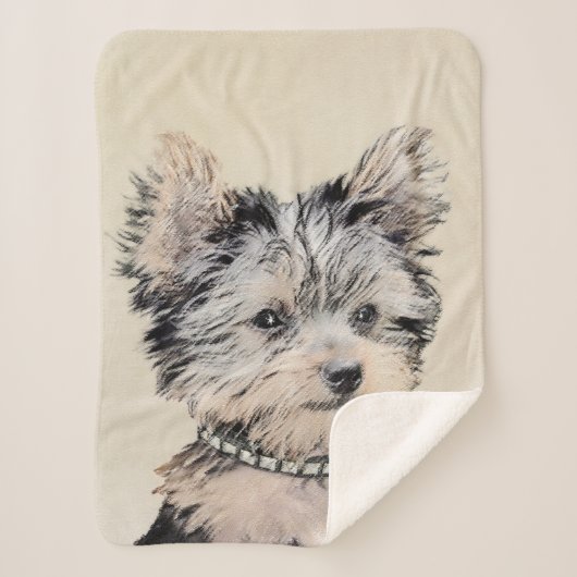 Couverture Sherpa Yorkshire Terrier Puppy Peinture Chien original (Devant)