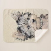 Couverture Sherpa Yorkshire Terrier Puppy Peinture Chien original (Devant (Horizontal))