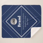 Couverture Sherpa Your Logo & Customizable Modern Design | Navy Blue (Devant (Horizontal))