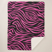 Couverture Sherpa Zebra Print Black Hot Pink (Devant)