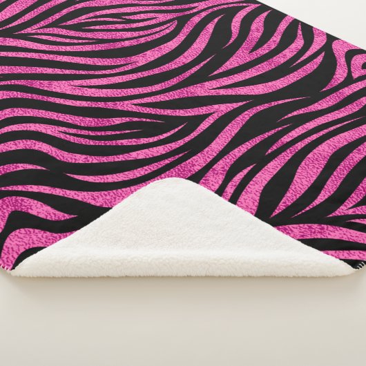 Couverture Sherpa Zebra Print Black Hot Pink (3/4)