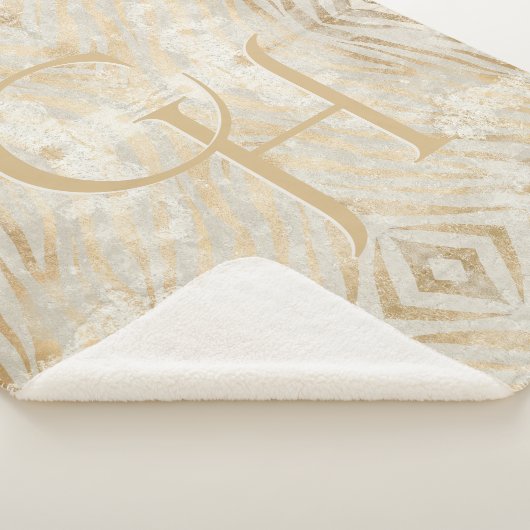 Couverture Sherpa Zebra Print Glam Or Monogramme Moderne (3/4)