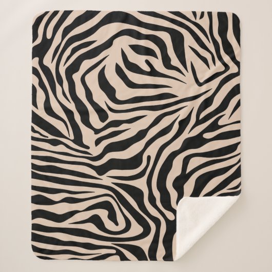Couverture Sherpa Zebra Stripes Cream Beige Black Wild Animal Prince (Devant)
