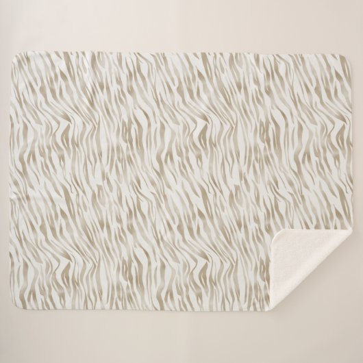Couverture Sherpa Zen Cream White Cocoa Brown Zebra Imprimer (Devant (Horizontal))