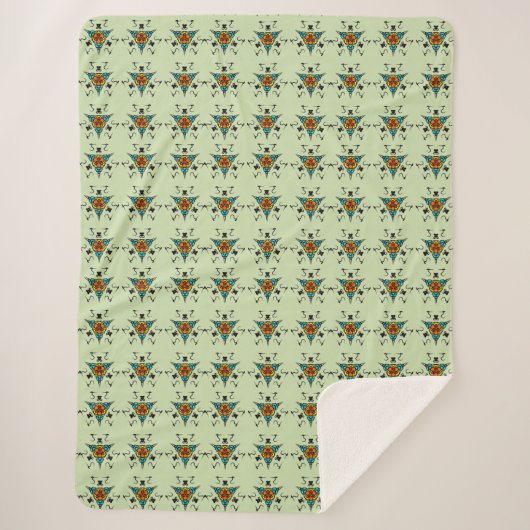 Couverture Sherpa Zen Vert Tribal (Devant)