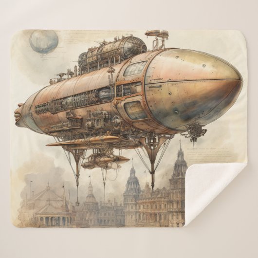 Couverture Sherpa Zeppelin Steampunk vintage (12) (Devant (Horizontal))