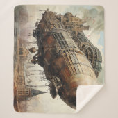 Couverture Sherpa Zeppelin Steampunk vintage (2) (Devant)