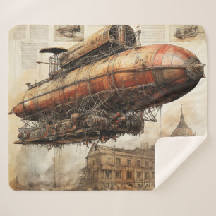 Couverture Sherpa Zeppelin Steampunk vintage (3)