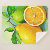 Couverture Sherpa Zesty Citrus Burst Sunshine Design (Devant (Horizontal))