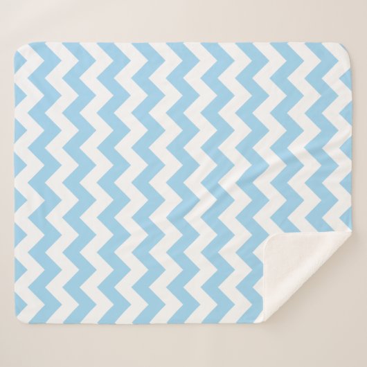 Couverture Sherpa Zigzag bleu, Chevron bleu, Motif géométrique (Devant (Horizontal))