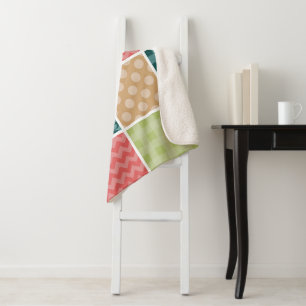 Couverture Sherpa Zigzag, Chevron, En vichy, Pois, Patchwork