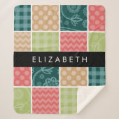 Couverture Sherpa Zigzag, Chevron, En vichy, Pois, Votre Nom (Devant)