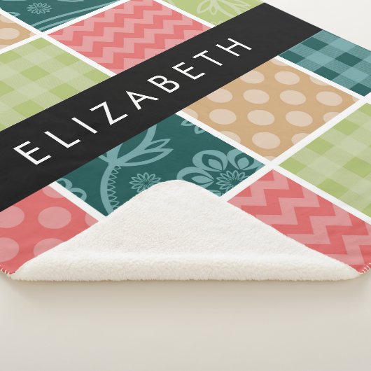 Couverture Sherpa Zigzag, Chevron, En vichy, Pois, Votre Nom (3/4)