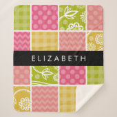 Couverture Sherpa Zigzag, Chevron, Pois, En vichy, Votre Nom (Devant)