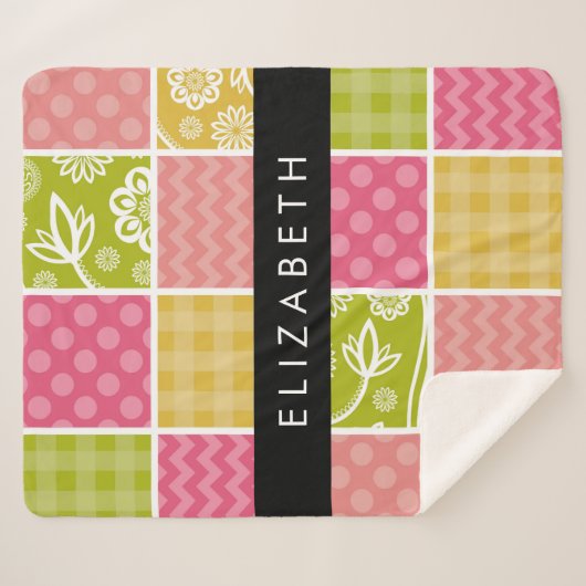 Couverture Sherpa Zigzag, Chevron, Pois, En vichy, Votre Nom (Devant (Horizontal))