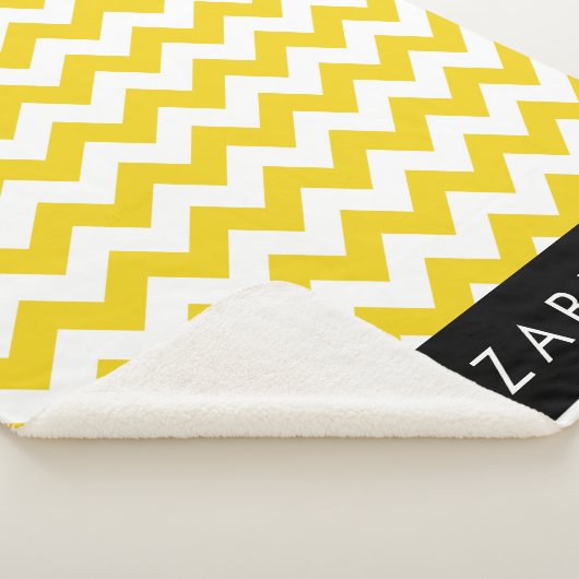 Couverture Sherpa Zigzag Jaune, Chevron Jaune, Votre Nom (3/4)