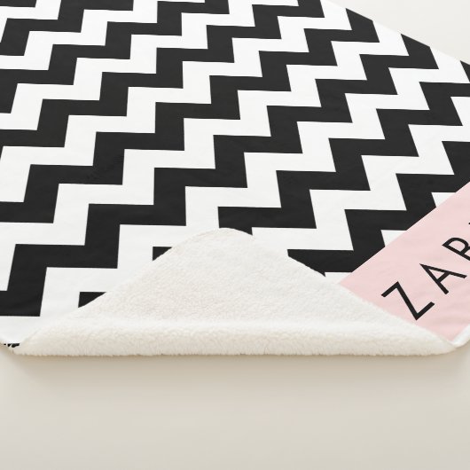 Couverture Sherpa Zigzag noir et blanc, Motif Chevron, Votre nom (3/4)