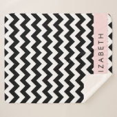 Couverture Sherpa Zigzag noir et blanc, Motif Chevron, Votre nom (Devant (Horizontal))