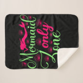Couverture Sherpa Zone Sirène uniquement en rose chaud et vert néon (Devant (Horizontal))