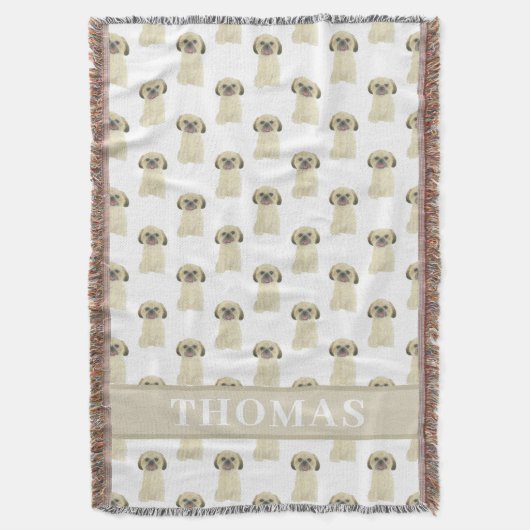 Couverture Shih Tzu personnalisé (blond doré) Brun clair (devant Vertical)