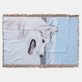 Couverture Sibérie Husky (argent et blanc) Peinture Chien Art (Devant)