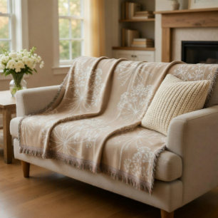 Couverture Silhouette de Fleur de Carotte Beige Doux