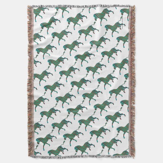 Couverture Silhouette d'impression Brown et Turquoise Zebra (devant Vertical)