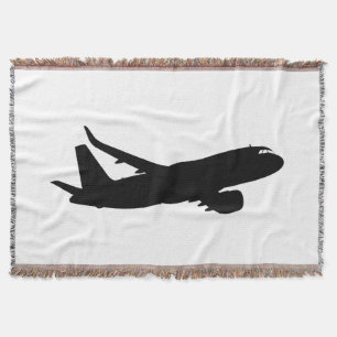 Couverture Silhouette noire de Jet Liner d'avion à personnali