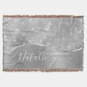 Couverture Silver Glitter Glam Bling Personalized (Devant)